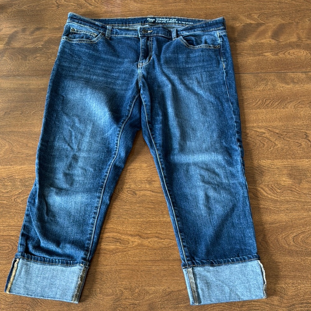 GAP Blue Ankle Cropped Jeans with Rolled Cuffs